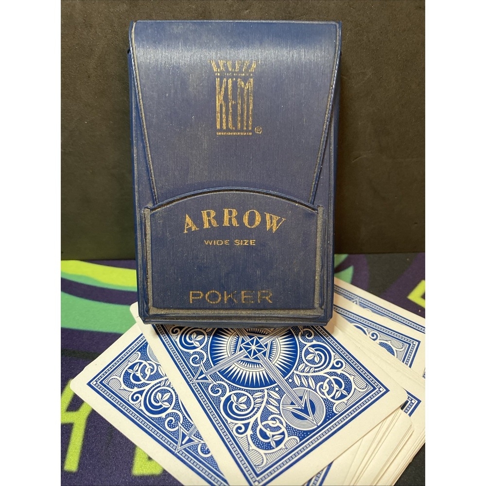 KEM Arrow Wide Size Poker Playing Cards (1947) Case Included Vintage B2